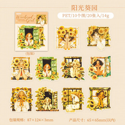 S-22 20pcs/pack Scrapbook Stickers Kawaii Cat Fresh Sweet Girls People Journaling Scrapbooking Junk Journal Crafts Embelishment Decor