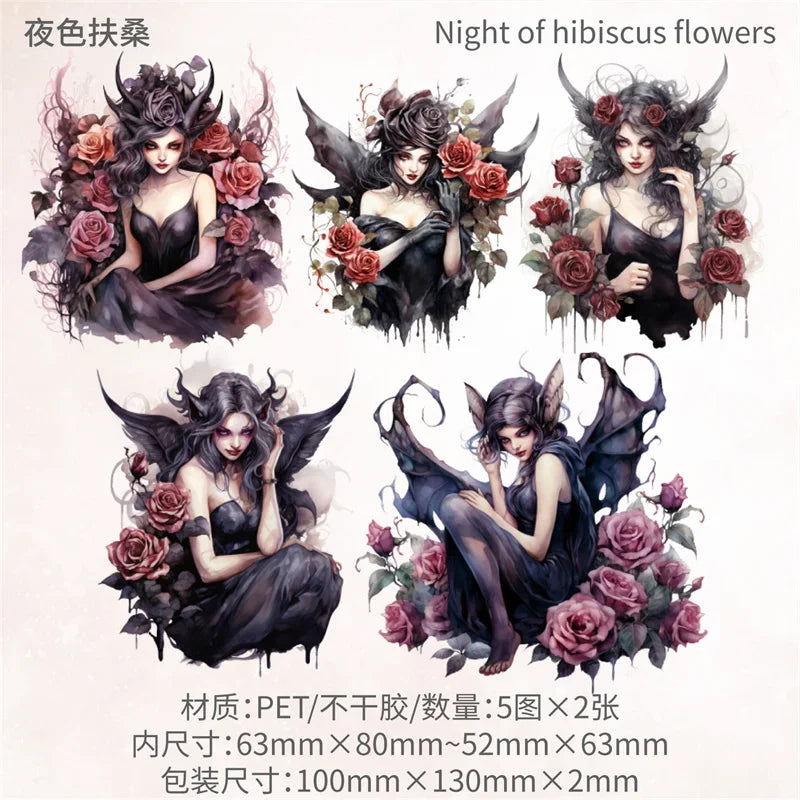10Sheets Retro Sticker Pack DIY Fairy Material Supplies Character Handbook Sticker Decorative Stickers Scrapbook Cut 13*9CM