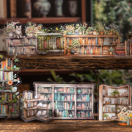S-7 Flowers and bookshelves Stickers PET