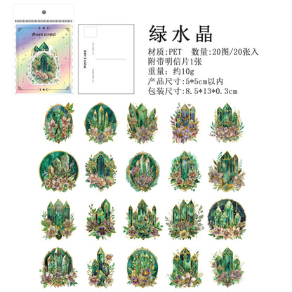 20pcs Cartoon Fantasy Crystal Sticker Pack DIY Hand Account Diary Decorative Funny Scrapbooking Stickers Kids Gift Reward Toy