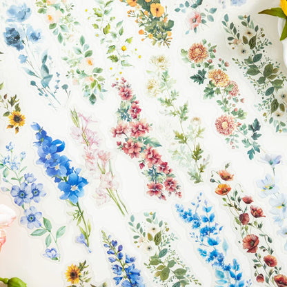 S-28 20 Sheet Flowers PET Plant Stickers Package Garden Office Aesthetic Decorative School Stationery Supplies Handbook Scrapbooking