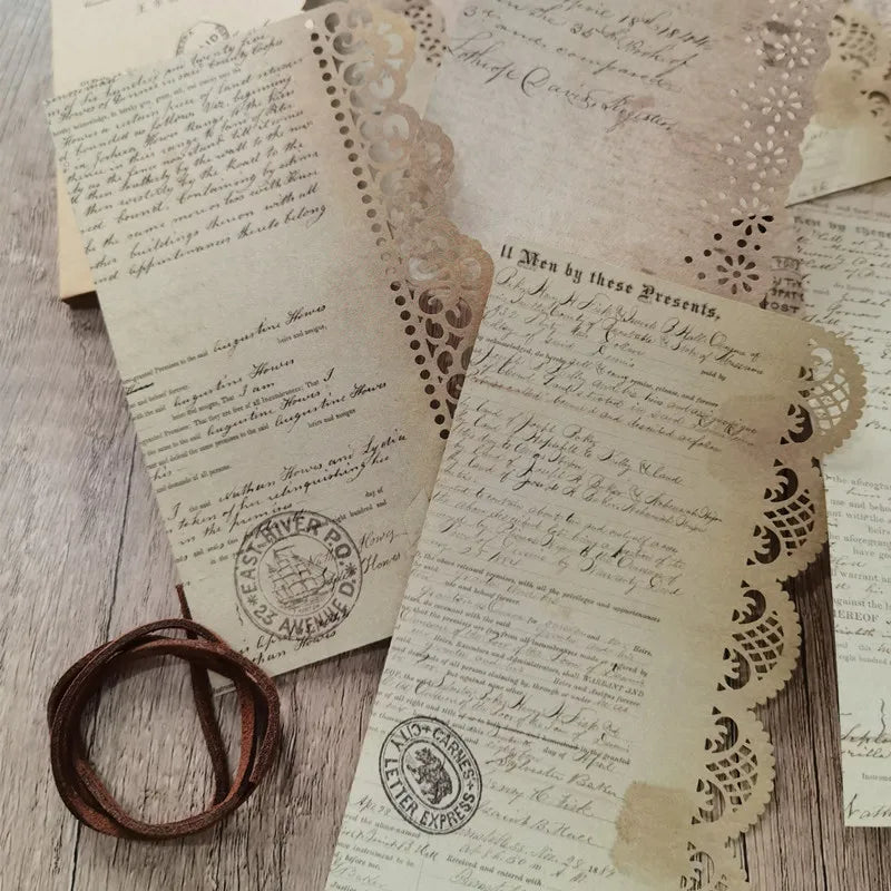 P-1 Retro Creative Material Paper Lace Hollow Border Letter Material Movement Album Decorate Hand Account DIY Materials Journaling