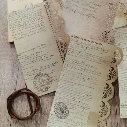 P-1 Retro Creative Material Paper Lace Hollow Border Letter Material Movement Album Decorate Hand Account DIY Materials Journaling