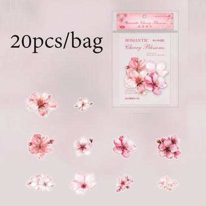 S-16 Mr. Paper 6Style 20Pcs/bag Cherry Blossom Theme Sticker Pack DIY Handbook Decoration Scrapbook Phone Case Calendar