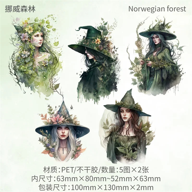 10Sheets Retro Sticker Pack DIY Fairy Material Supplies Character Handbook Sticker Decorative Stickers Scrapbook Cut 13*9CM