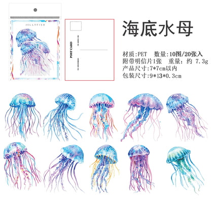 S-77 20 pcs Feather jellyfish crystal pattern Stickers