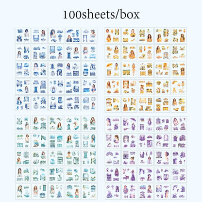 Mr Paper 100Pcs/box Flowering Seasons Series Boxed Stickers Children's Handbook Stickers Cute Style DIY Scrapbook Picture Book