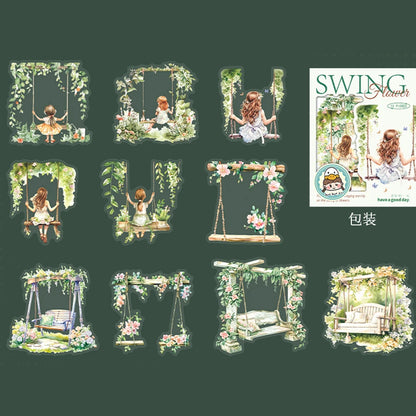 S-39 Paper, 6 styles 10pcs/bag ‘Flower Language’ Series Swing Theme Stickers