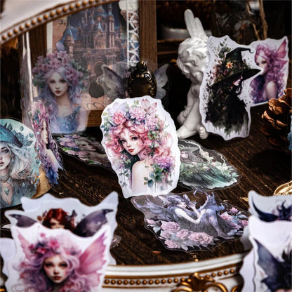 10Sheets Retro Sticker Pack DIY Fairy Material Supplies Character Handbook Sticker Decorative Stickers Scrapbook Cut 13*9CM