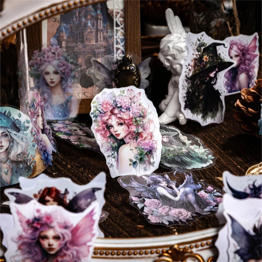 10Sheets Retro Sticker Pack DIY Fairy Material Supplies Character Handbook Sticker Decorative Stickers Scrapbook Cut 13*9CM