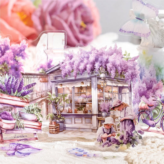 30pcs/bag Garden Landscape Transparent Stickers Retro Flowers Windows Cabins Fences Scrapbook Junk Journal Decoration Collage