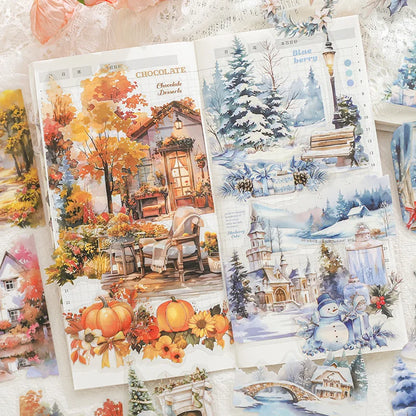 S-31 Mr. Paper, Four Seasons Forest Garden Theme Stickers, Decorative Scrapbook Notebook Phone Case Diary Collage Material Stickers