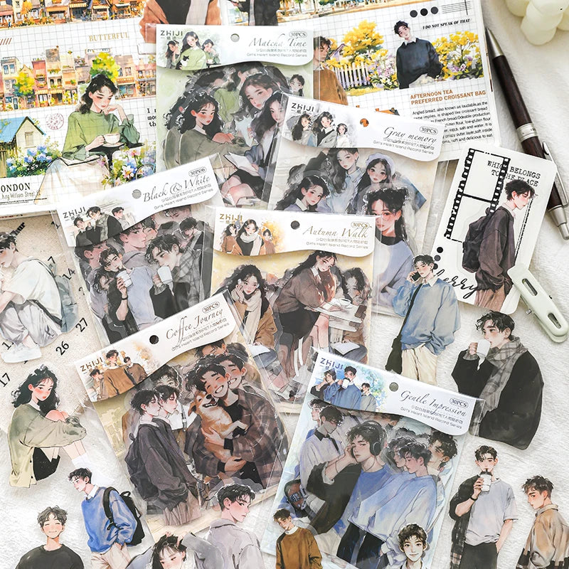 S-74 30pcs  Boys and girls PET Sticker