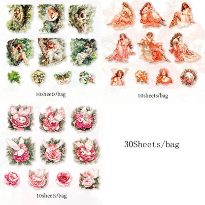 Mr Paper 30Pcs/bag Elf Theme PET Hot Stamping Stickers Elf Kingdom Series Handbook Stickers DIY Notebook Mobile Phone Case Card