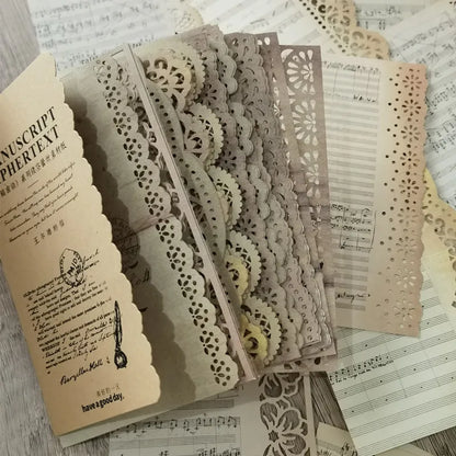 P-1 Retro Creative Material Paper Lace Hollow Border Letter Material Movement Album Decorate Hand Account DIY Materials Journaling