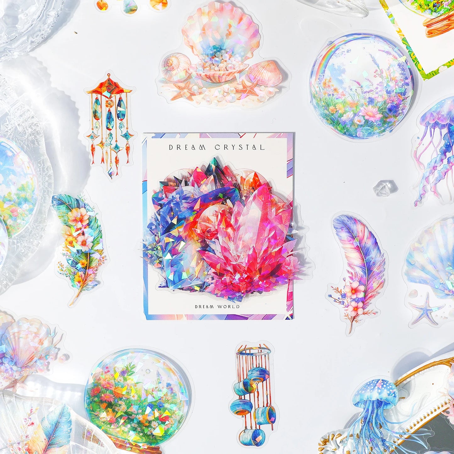 S-77 20 pcs Feather jellyfish crystal pattern Stickers