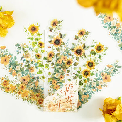 S-28 20 Sheet Flowers PET Plant Stickers Package Garden Office Aesthetic Decorative School Stationery Supplies Handbook Scrapbooking