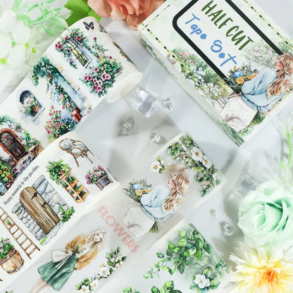 T-8 4 Rolls/Set Green Plants PET Tape