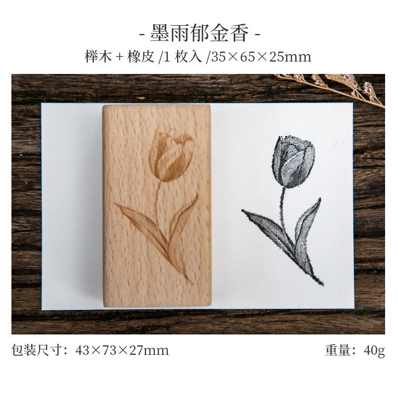 T-11 Ink blossom wooden stamp