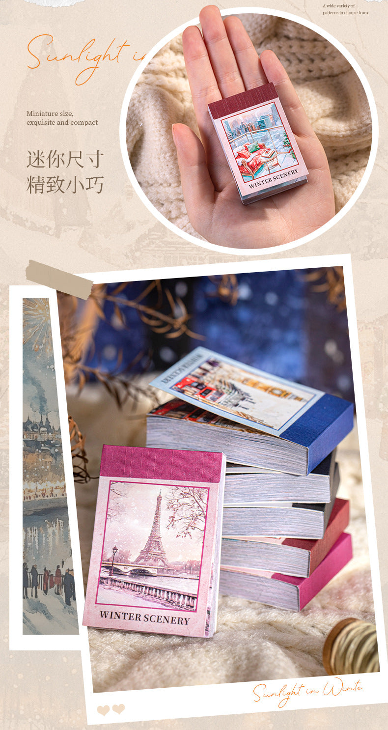 S-18   Sticker Book Winter Light Collection 50Winter Scenery Theme Material 4Style
