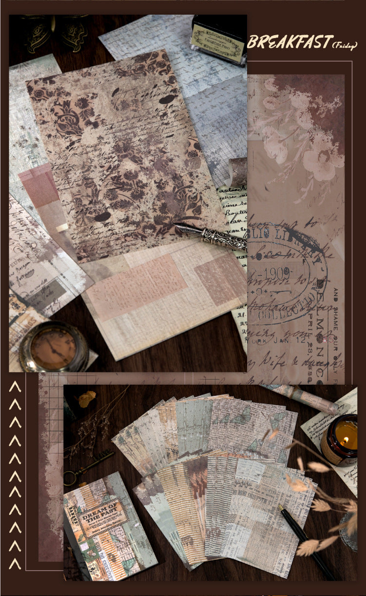 P-7 Dreaming of the Past Series Retro Theme Base Material Paper in 5 Styles