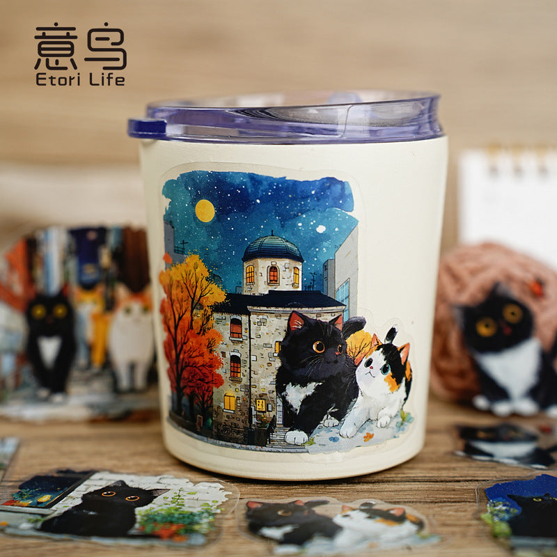 S-12 Meow Meow's Daily Series Cute Cartoon Theme Animal PET Sticker 6Style