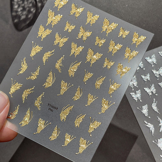 MINI-13 Silver Butterfly Stickers