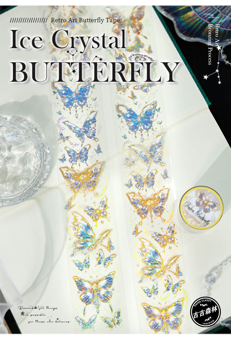 S-28 Ancient Forest PET Adhesive Tape Ice Crystal Butterfly Series 4Style