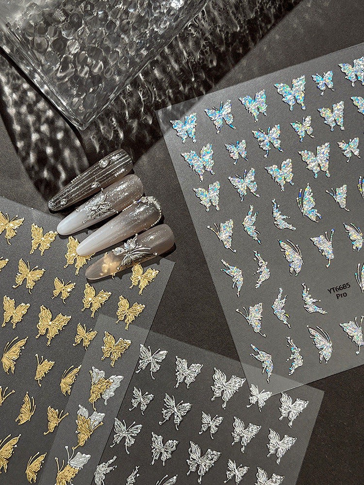 MINI-13 Silver Butterfly Stickers