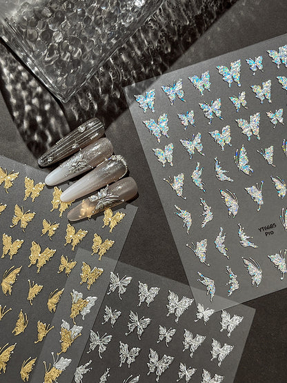 MINI-13 Silver Butterfly Stickers