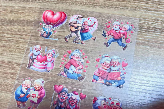 E-18 Valentine cute old couple 3D embossed sticker 1 piece(148*210cm)