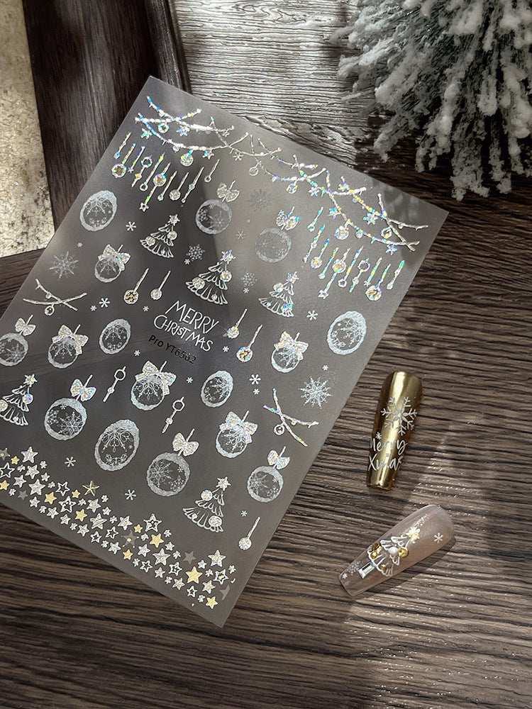 mini-8 Embossed Christmas Snowflake Ball Stickers