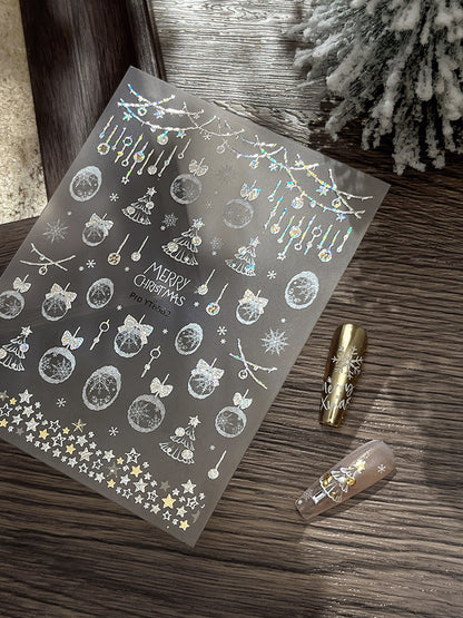 mini-8 Embossed Christmas Snowflake Ball Stickers