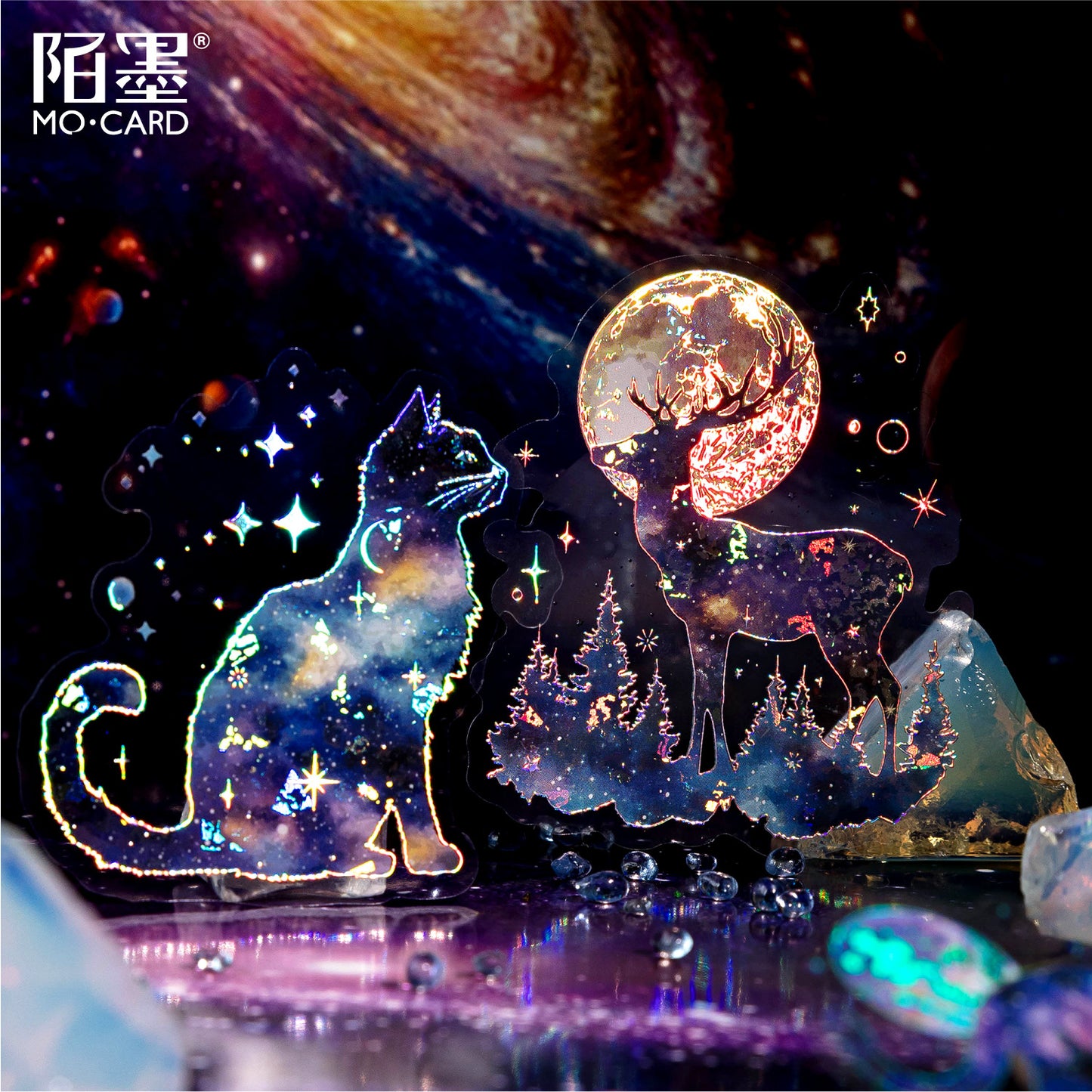 S-31  Ice Crystal PET 3D Laser Silver Sticker Starry Sky Secret Realm Series 6Style