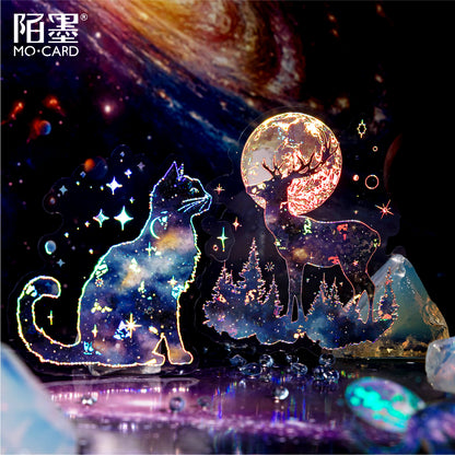 S-31  Ice Crystal PET 3D Laser Silver Sticker Starry Sky Secret Realm Series 6Style