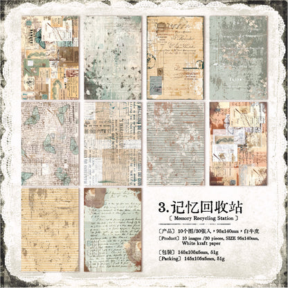 P-7 Dreaming of the Past Series Retro Theme Base Material Paper in 5 Styles