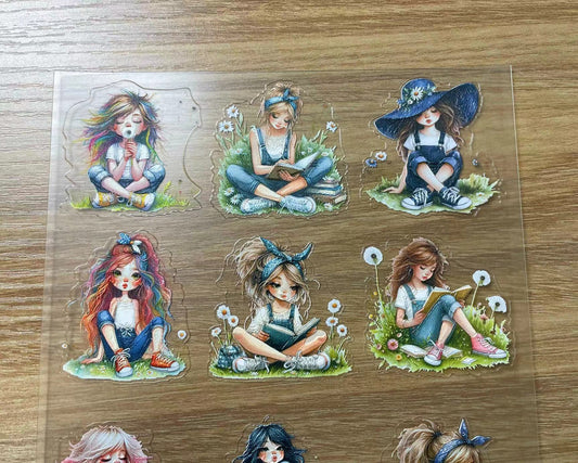 E-28 Dandelion Girl 3Dembossed sticker one piece