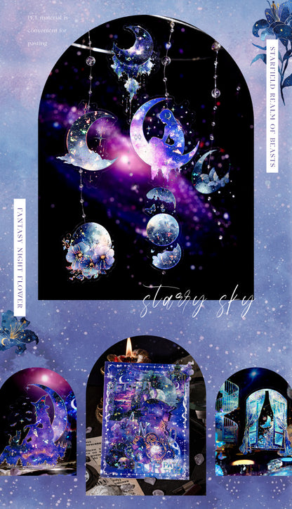 S-31  Ice Crystal PET 3D Laser Silver Sticker Starry Sky Secret Realm Series 6Style