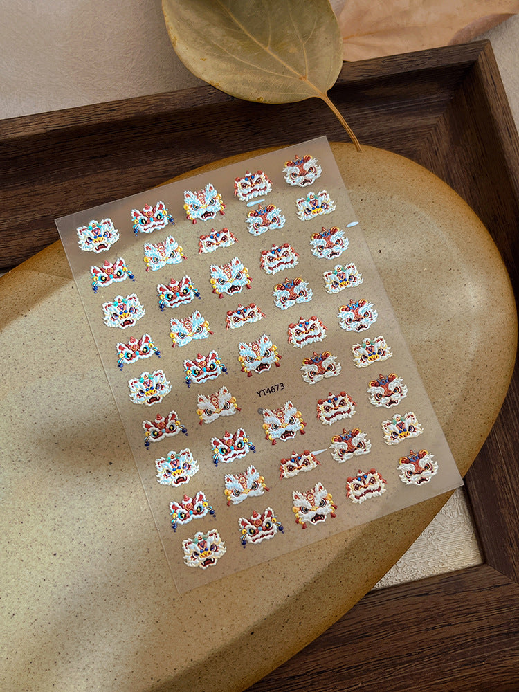 MINI-12 Relief Lion Awakening  Stickers Chinese Style National Trend