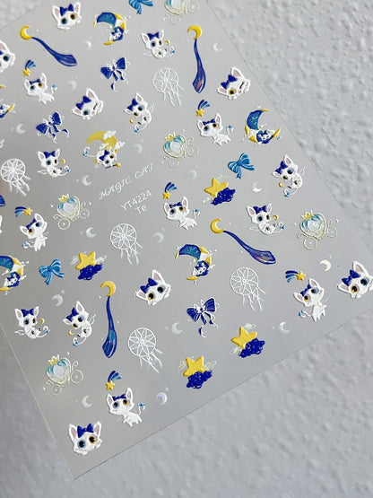 MINI-11 Shell Light Bowknot Kitten Stickers