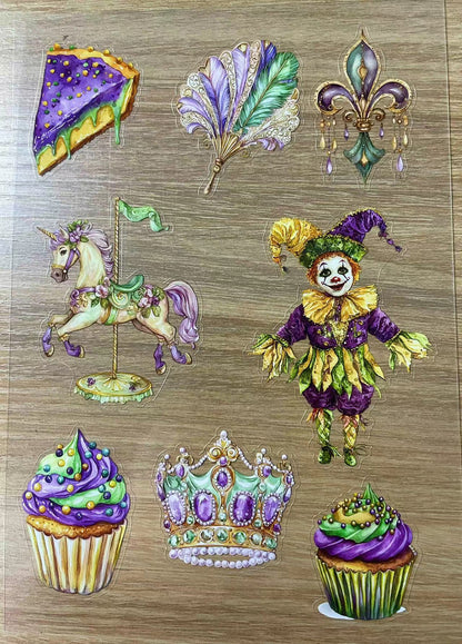 S12 Mardi Gras sticker pet precut A5 size 2 pieces