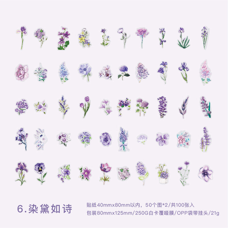 S-10 PET Stickers Flower Season Series Plant and Flower 6 Options