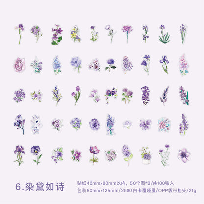 S-10 PET Stickers Flower Season Series Plant and Flower 6 Options