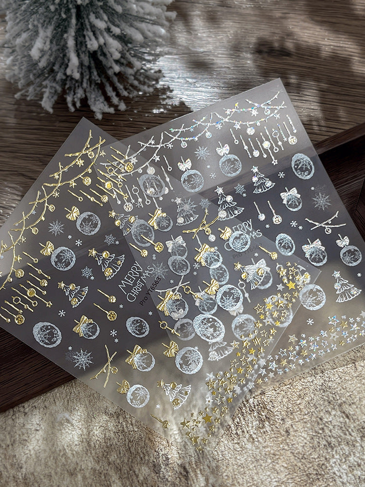 mini-8 Embossed Christmas Snowflake Ball Stickers