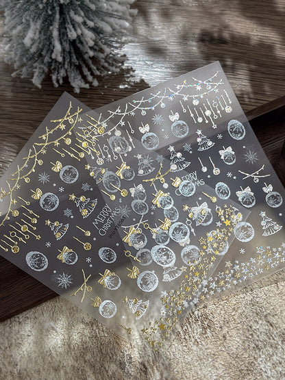 mini-8 Embossed Christmas Snowflake Ball Stickers