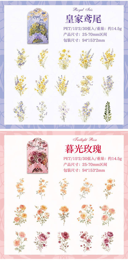 S-41 Flower Series Floral Journal Decoration Collage Material Base Stickers