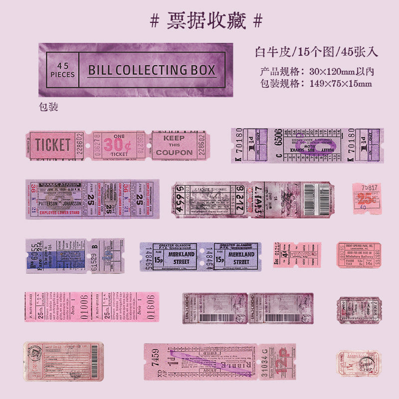 S-40  Retro Ticket Box Sticker Pack 6Style