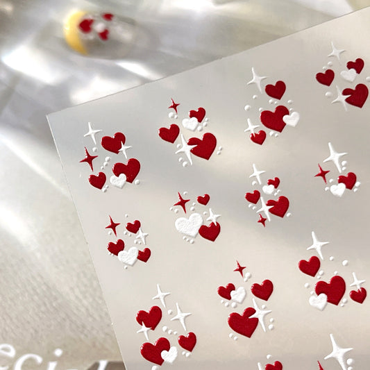 mini-9 Embossed Heart Four-Pointed Star Stickers