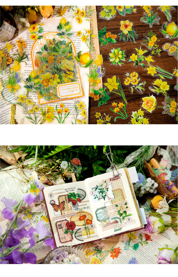 S-10 PET Stickers Flower Season Series Plant and Flower 6 Options