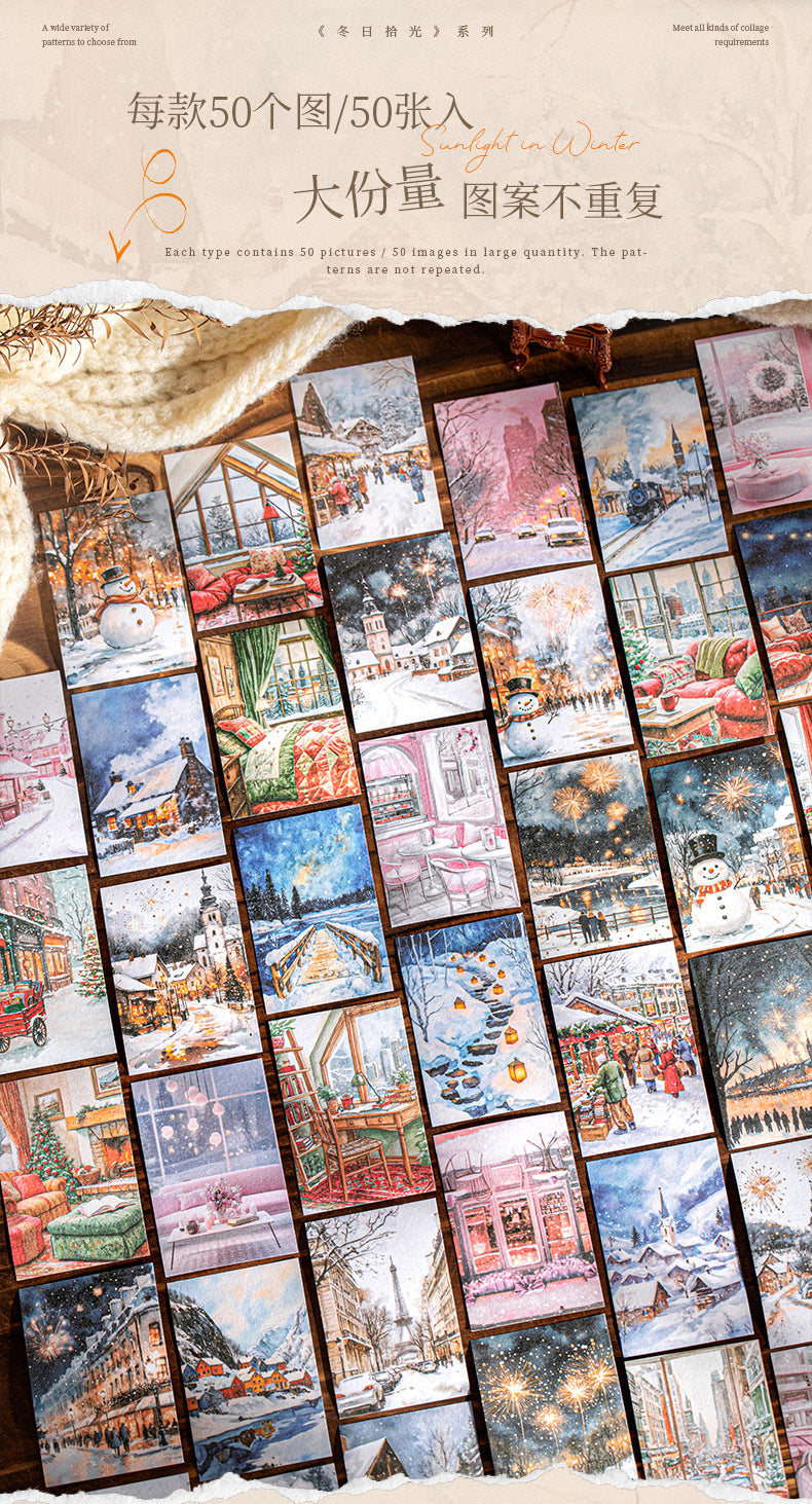 S-18   Sticker Book Winter Light Collection 50Winter Scenery Theme Material 4Style